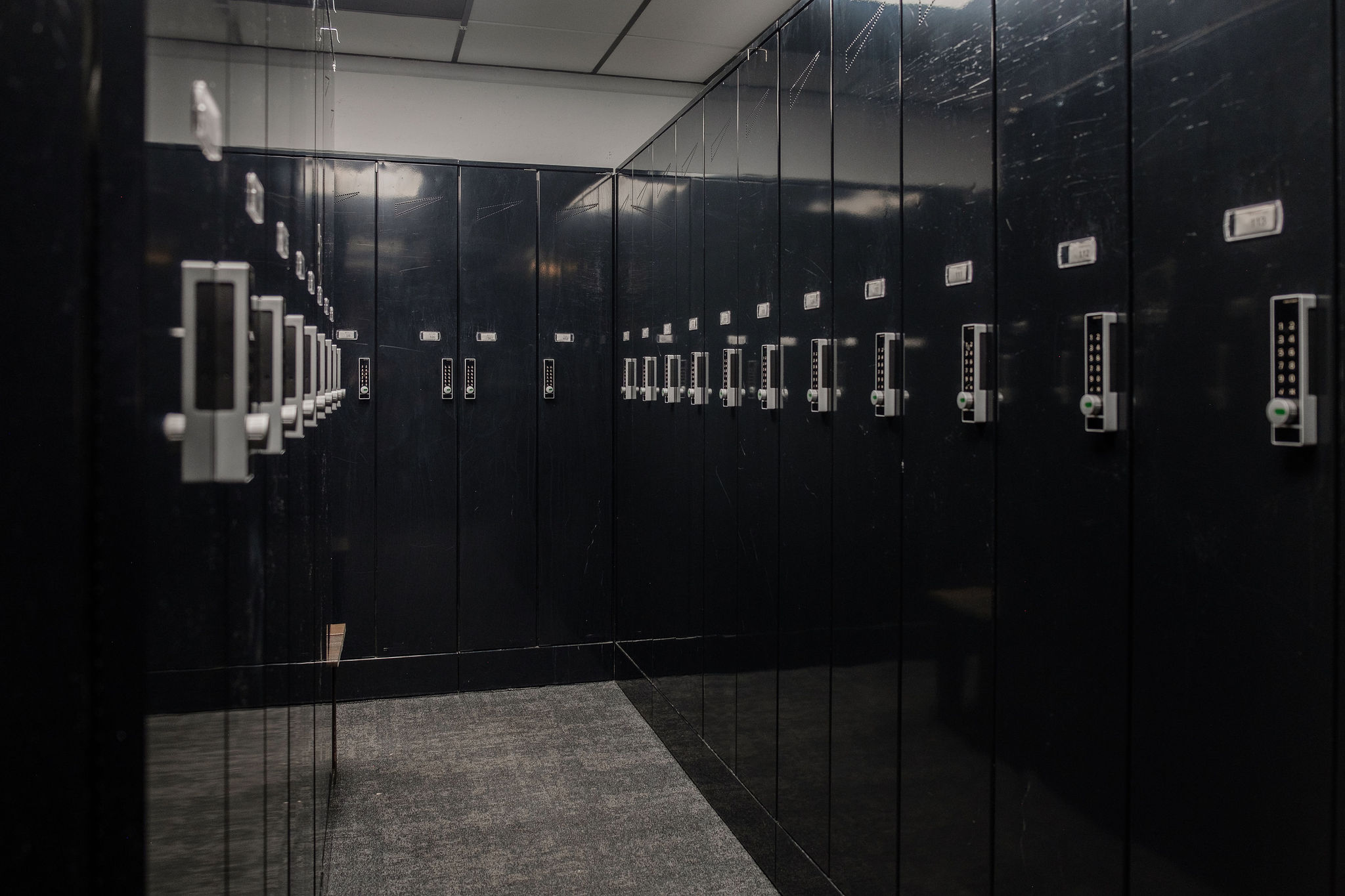 Ski lockers. Private ski locker room. Seasonal lockers for skis in Park City, Utah.