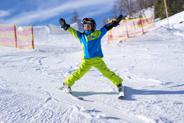 kid skiing on kids rental skis